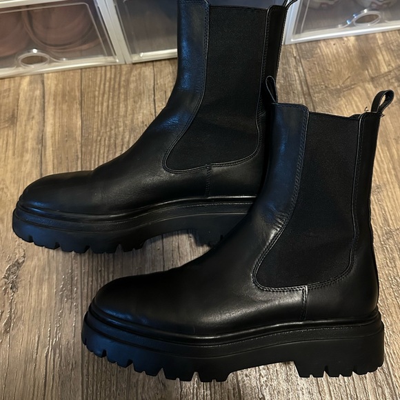 Zara, black chunky lug boot, size 38 - Picture 2 of 5
